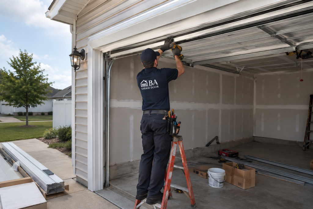 Professional garage door installation technician in Delaware
