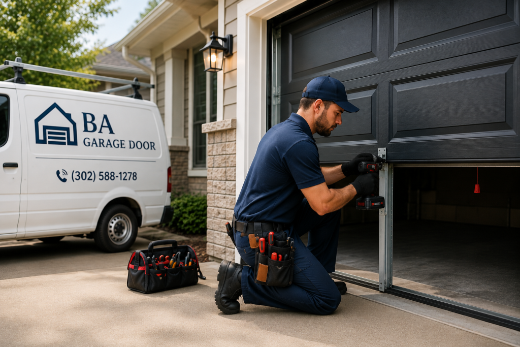 BA Garage Door technician providing garage door repair in Delaware